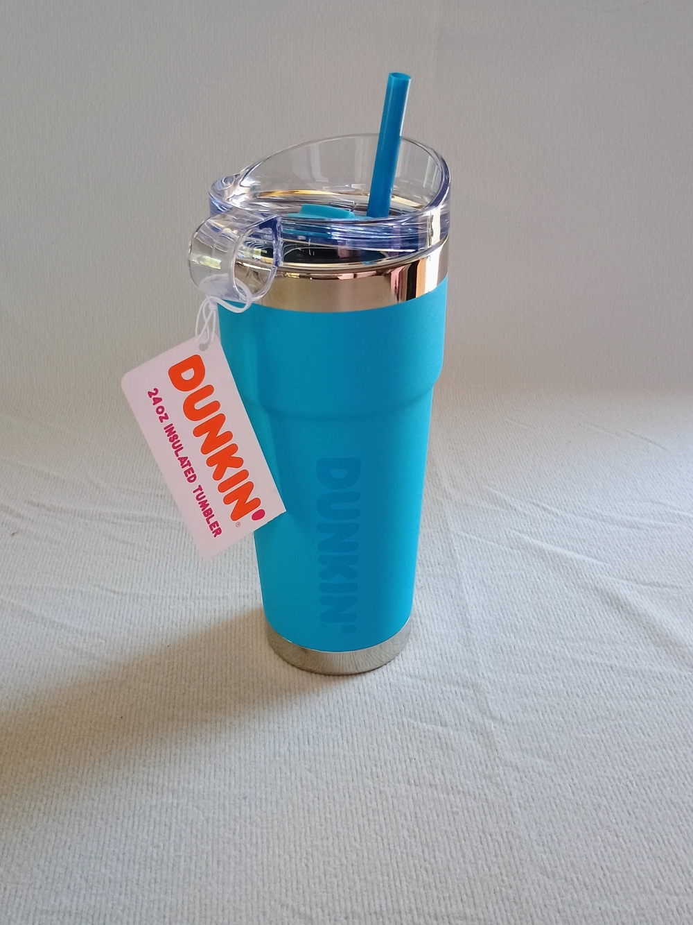 Dunkin' Bright Blue Insulated Tumbler with Straw